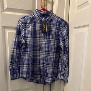 Polo by Ralph Lauren Blue and White Casual Button Down Shirt
